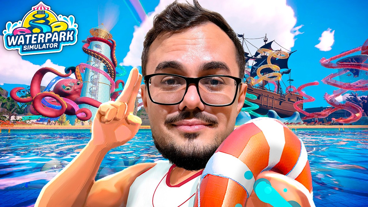 OS COLEGAS ABRIRAM UM PARQUE AQUATICO - Waterpark Simulator Com os Amigos