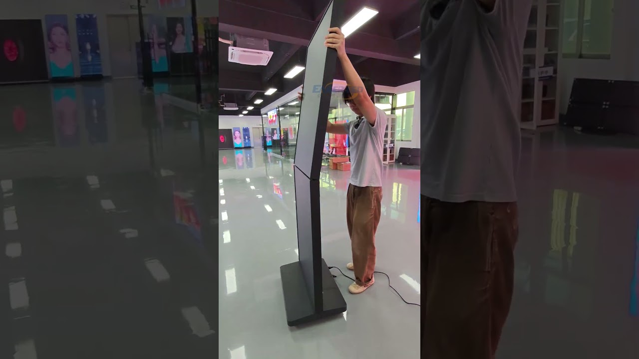 A foldable and movable poster display screen#ledvideowall ledscreen #ledfactory #ledpanel #ledposter