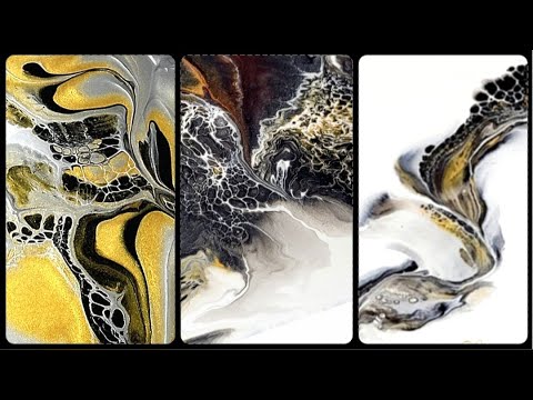 3 ELEGANT Metallic Swipe Ideas with Fluid Acrylics / Abstract Acrylic Painting /  Techniques (314)