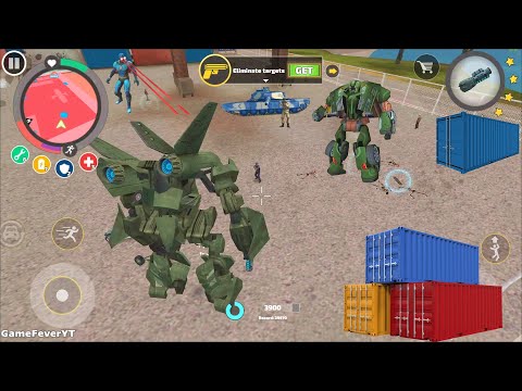 Rope Hero: Vice Town (Robot Airplane Fight on containers Area) Huge Robots - Android Gameplay HD