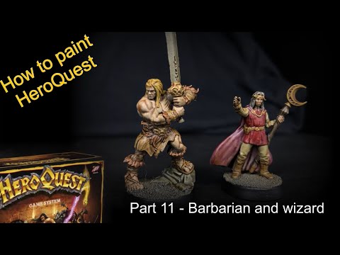 How to paint HeroQuest part 11 - painting barbarian and wizard - easy contrast skin and hair