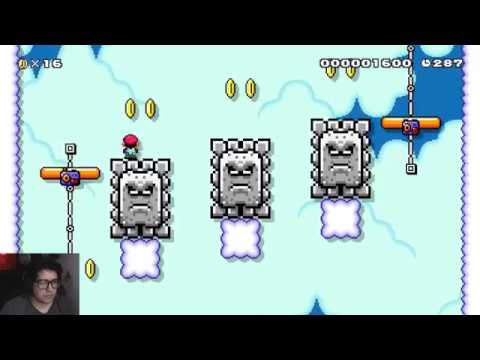 Cloudy with a chance of Thwomps - Super Mario Maker 2 SMW level.