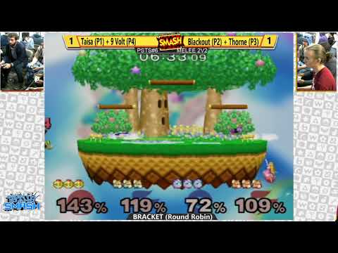 PSTS6 - Taisa (Marth/Peach) + 9 Volt (Fox) vs Blackout (Fox) + Thorne (Puff) - Melee Doubles