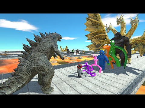 Godzilla Classic vs Rainbow Friends LAVA DEATH RUN - Animal Revolt Battle Simulator