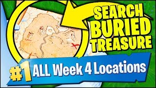 SEARCH BURIED TREASURE, PIRATE CANNON THROUGH STRUCTURES (Fortnite Season 8 Week 4)