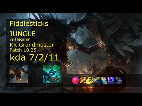 Fiddlesticks Jungle vs Hecarim - KR Grandmaster 7/2/11 Patch 10.25 Gameplay // [롤] 피들스틱 vs 헤카림 정글
