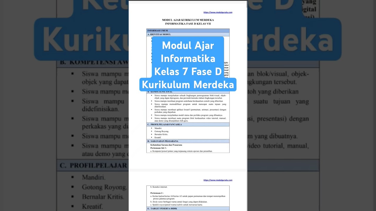 Modul Ajar Informatika Kelas 7 Fase D Kurikulum Merdeka