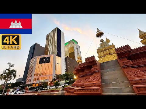 Evening Walk Tour Phnom Penh Cambodia 4K View !