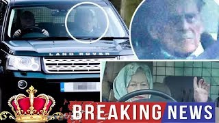 Queen Royal -  Prince Philip looks FED UP as a passenger week after crash - but Queen takes driving