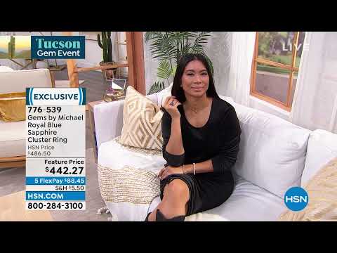 Gems by Michael Sterling Silver Royal Blue Sapphire Clus...