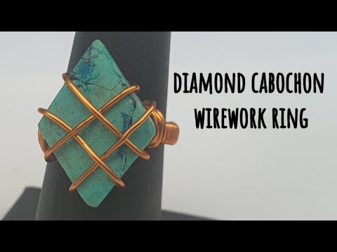 diamond shaped cabochon set wirework ring tutorial