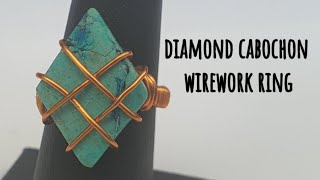 diamond shaped cabochon set wirework ring tutorial