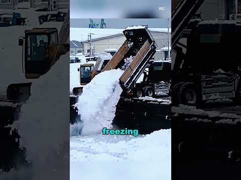 Why does Japan use excavators to stir up snow in the sea?