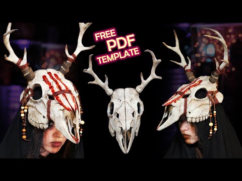 How to Make a Deer Skull Mask out of EVA Foam - Free Templates - Wendigo Cosplay Ritual Mask