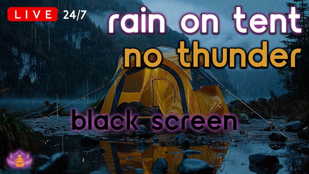 🔴 [LIVE 24/7] Rain on Tent No Thunder | Rain Ambience | Rain Sounds for Sleeping [Black Screen]