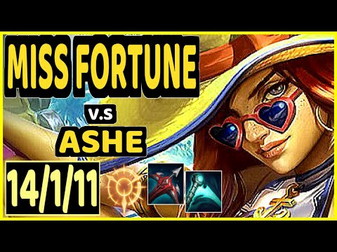 STIXXAY (MISS FORTUNE) vs ASHE - 14/1/11 KDA BOTTOM ADC GAMEPLAY - NA Ranked GRANDMASTER