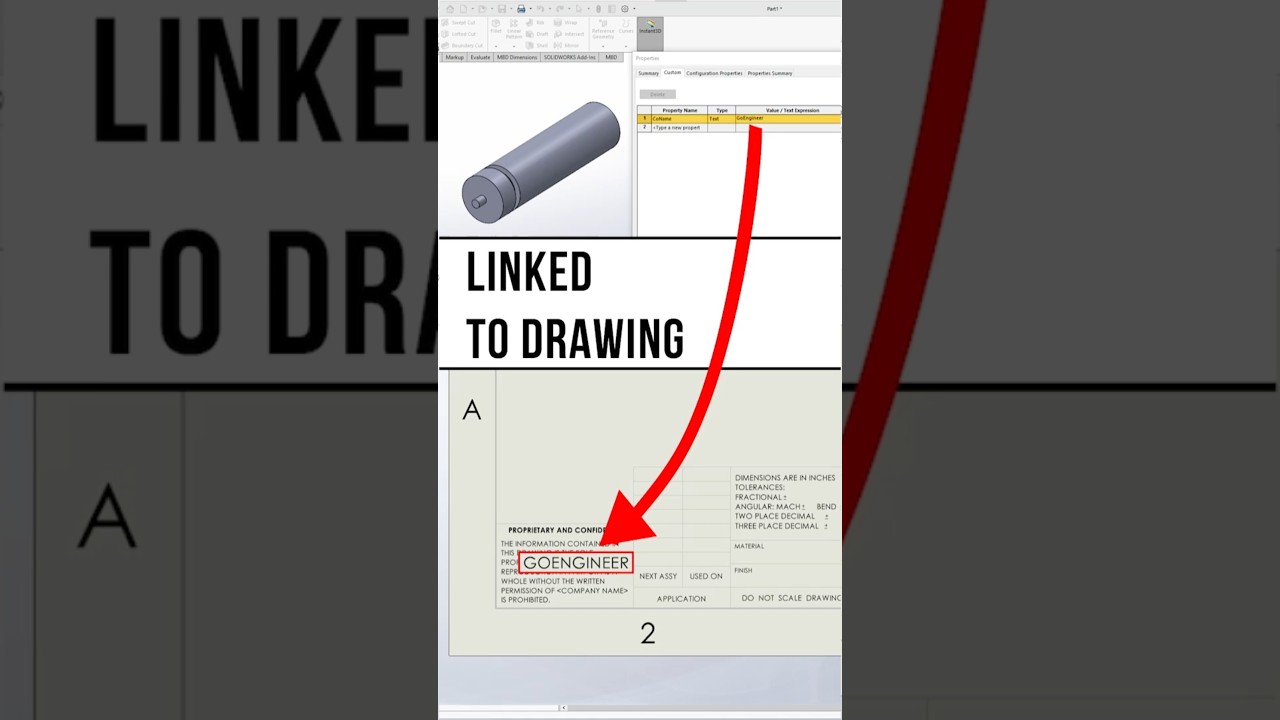How to Link SOLIDWORKS Properties to a Drawing