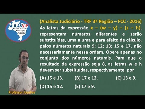 Questão de Raciocínio lógico matemático TRF 3ª Região 2016  Professor Joselias
