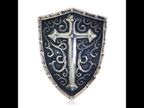 Pandant Argint 925 Scut Medieval Cavalerii Templieri - Curaj si Daruire