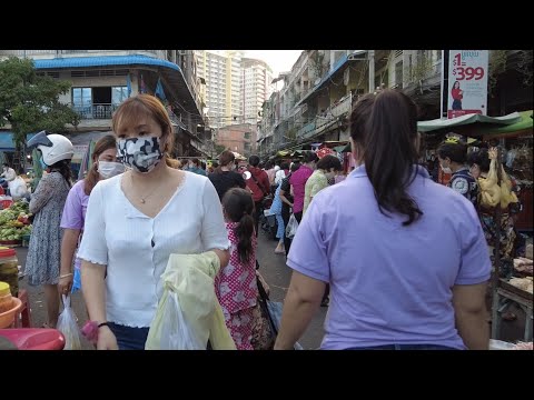 Everyday life in market of Cambodia | Walking at lively market