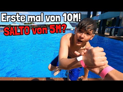 Little brother jumps from 10m for the first time 💦😱