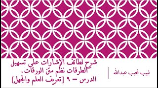 صورة شرح لطائف الإشارات على تسهيل الطرقات نظم متن الورقات.الدرس – 9 [تعريف العلم والجهل]