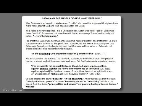 Satan and the Angels Did Not Have "FREE-WILL" - L Ray Smith