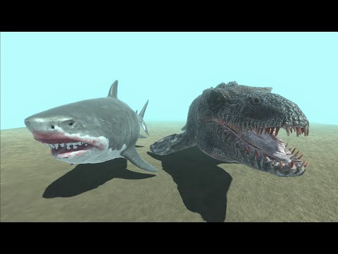 Mutant Megalodon vs Mosasaurus Aquatics Battle - Animal Revolt Battle Simulator