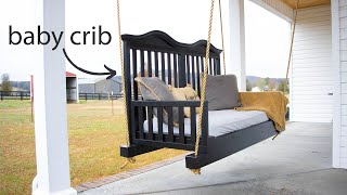 Making a porch swing out of a baby crib