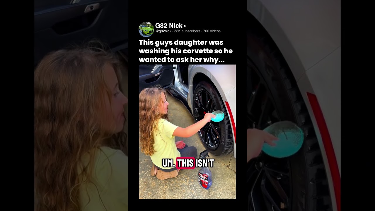 This guys daughter was washing his corvette so he wanted to ask her why...