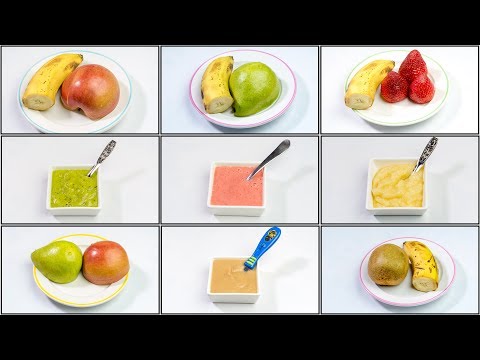 5 Fruit Puree Combinations for 6 months to 18 months old Babies | Homemade Baby Food Recipes Stage 2