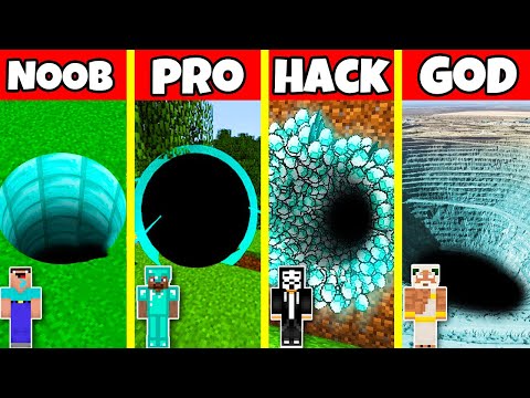 Minecraft Battle: DIAMOND TUNNEL HOUSE BUILD CHALLENGE - NOOB vs PRO vs HACKER vs GOD Animation