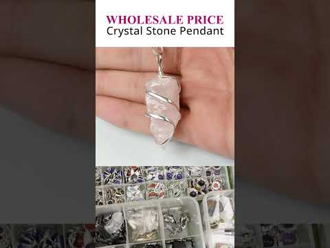 Natural Crystal Stone Heart Wire Wrapped Pendant
