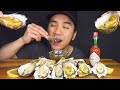 ASMR RAW OYSTERS MUKBANG WITH THAI CHILLI SAUCE TABASCO Soft Eating Sounds BUN ASMR