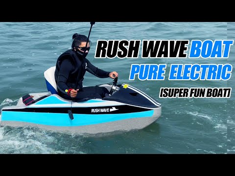 Part of a video titled RUSH WAVE Boat electric boat jet ski mini#rushwave ... - YouTube