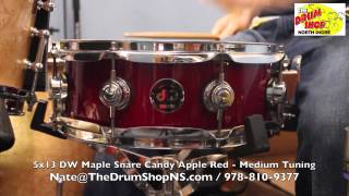 Video thumbnail for DW Maple Snare Drum 5x13 - Candy Apple Red - The Drum Shop North Shore by Nate Morrison Drums