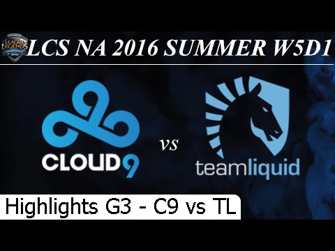 C9 vs TL Game 3 Highlights 01/07/2016 - LCS NA Summer 2016 W5D1M1 Cloud 9 vs Team Liquid