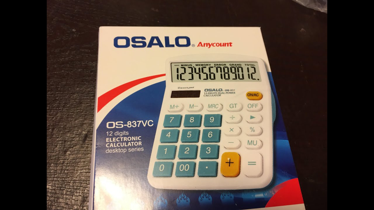 OFFIDIX Office Desk Calculator 12 Digit Large LCD Display Desktop Dual Power Electronic Orange