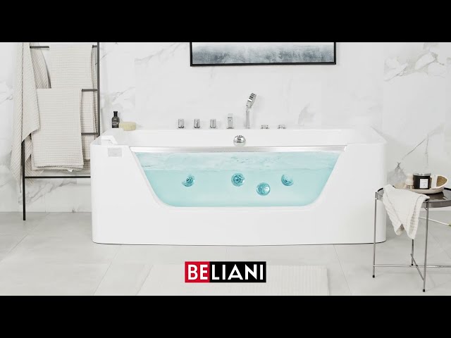 Vidéo teaser pour BELIANI Freestanding Whirlpool Bath White BARRANCA