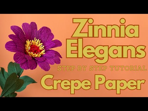 How To Make Zinnia Elegans Crepe Paper Flower | Step By Step Tutorial