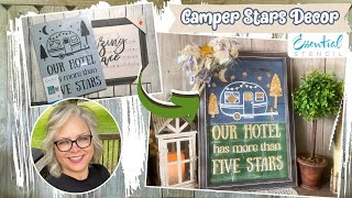 ⭐️ 🪵 Camping Stars 20x14 Decor using a Stencil and Paint || #essentialstencil