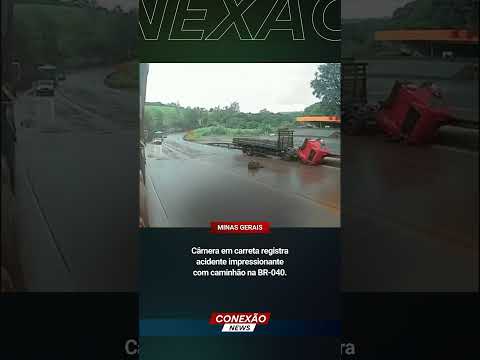 Câmera em carreta registra acidente impressionante com caminhão na BR-040.