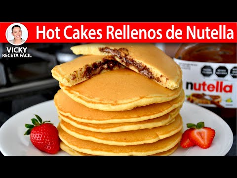 🥞HOT CAKES RELLENOS DE NUTELLA | Vicky Receta Facil Video