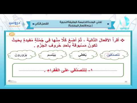 السادس الابتدائي | الفصل الدراسي الثاني 1438/ لغتي | الوحدة الخامسة(جزم الافعال المضارعة)