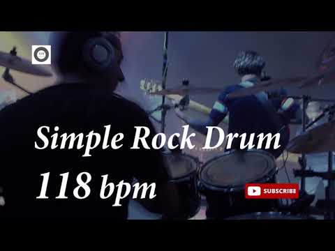 Simple Rock Drum Groove - 118 bpm - HQ