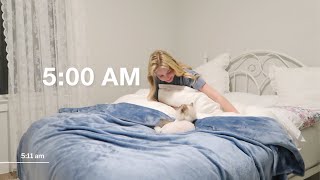 my 5AM morning routine *without coffee | wake-up tips, corporate 9-5, grwm