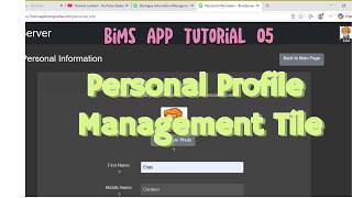 BIMS App Tutorial 05: Personal Profile Management Tile