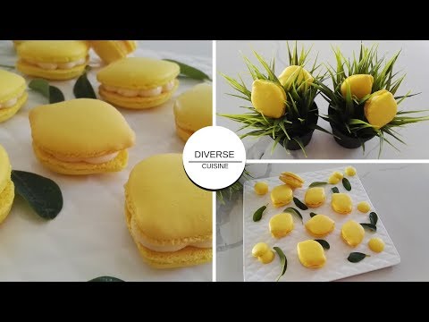 How to make French Macarons Lemon shape macarons Lemon Cremeux Filling