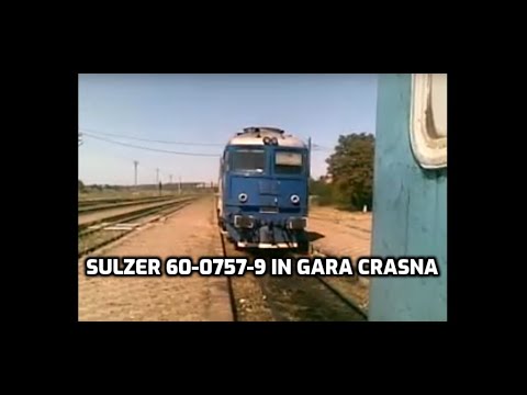 Locomotiva Sulzer 60-0757-9 la manevra in gara Crasna cu un mecanic de treaba