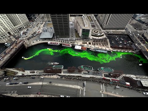 Chicago River dyed green for St. Patrick’s Day 2023